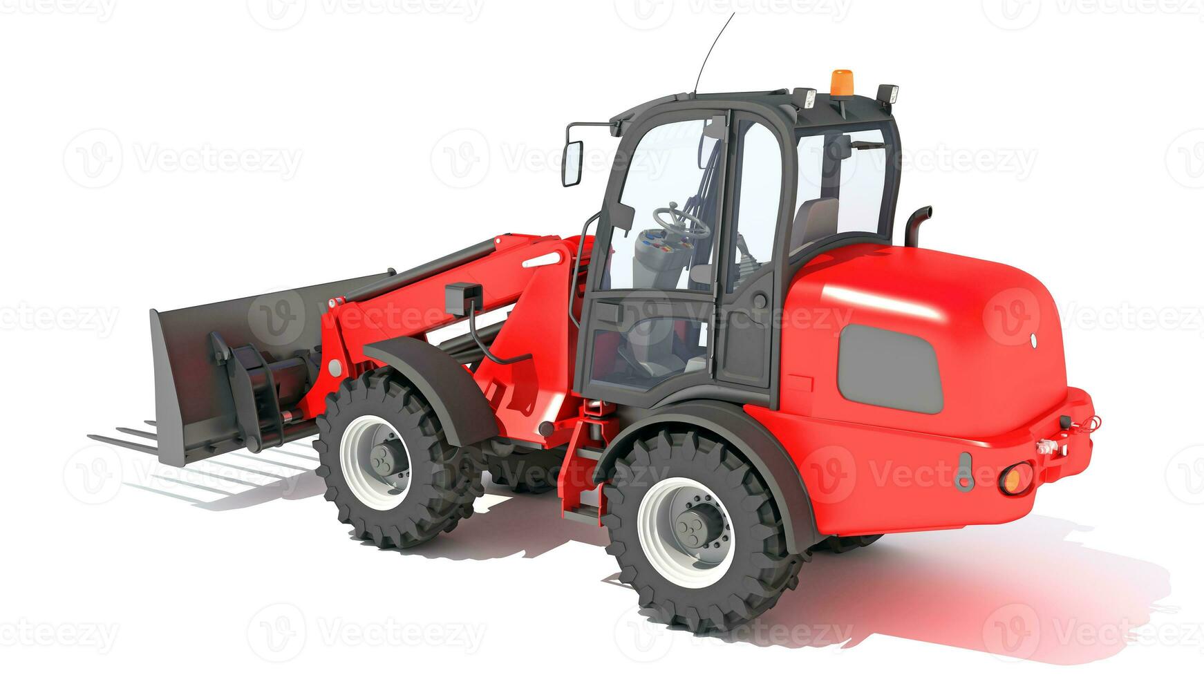 Telehandler heavy construction machinery 3D rendering on white background photo