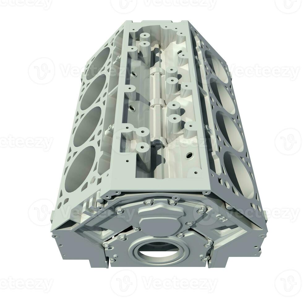 V8 Engine Block 3D rendering on white background photo