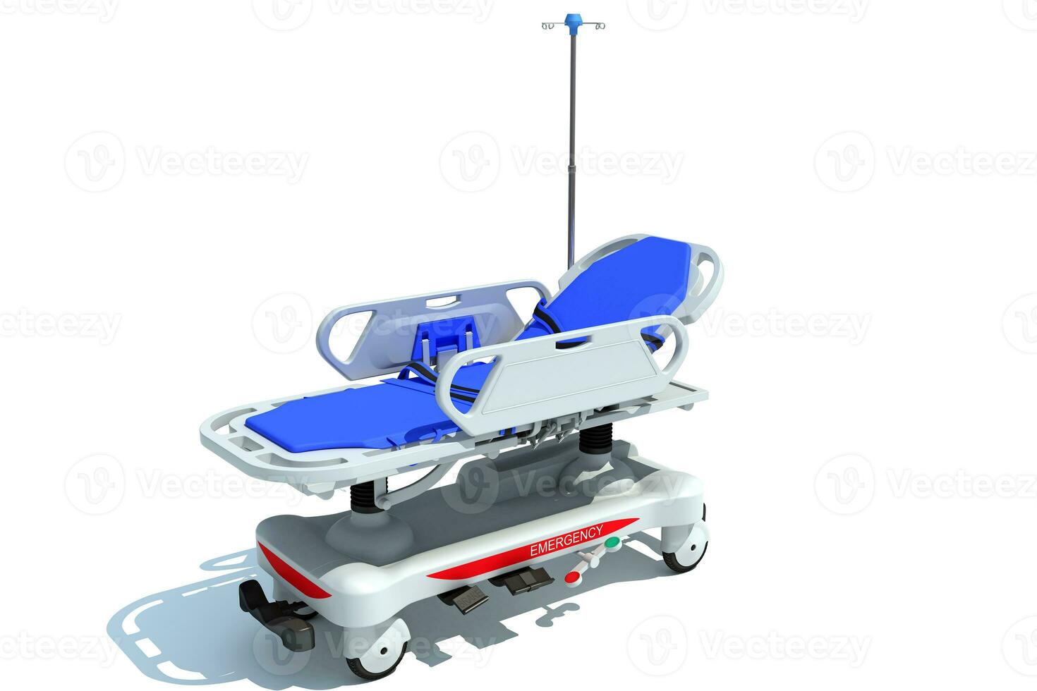 Stretcher Trolley medical equipment 3D rendering on white background photo