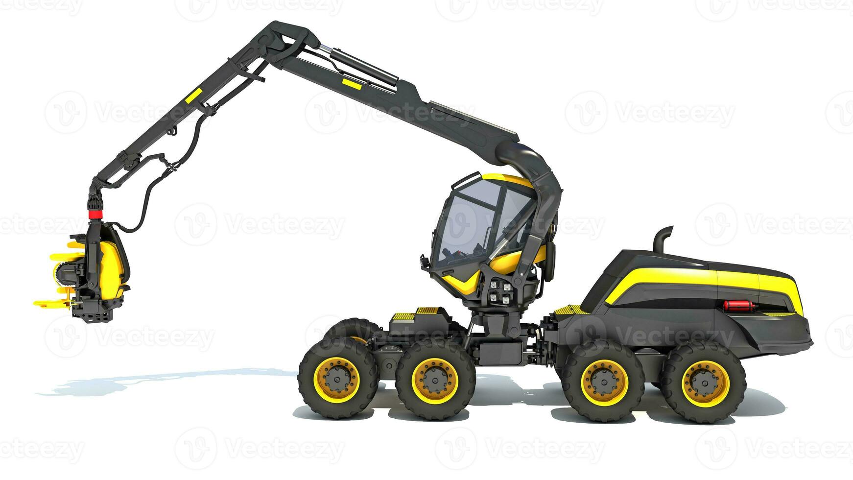 Forestry Harvester 3D rendering forest machinery on white background photo