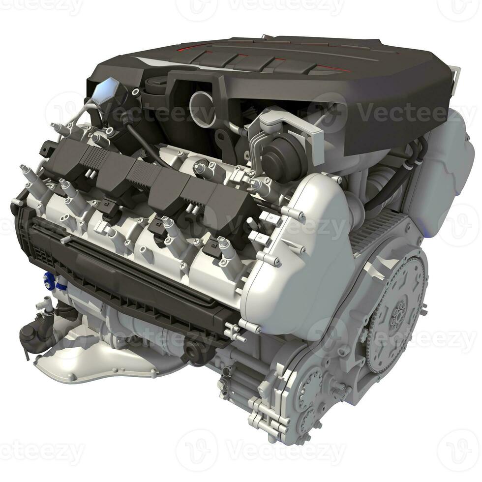 Car Engine 3D rendering on white background photo