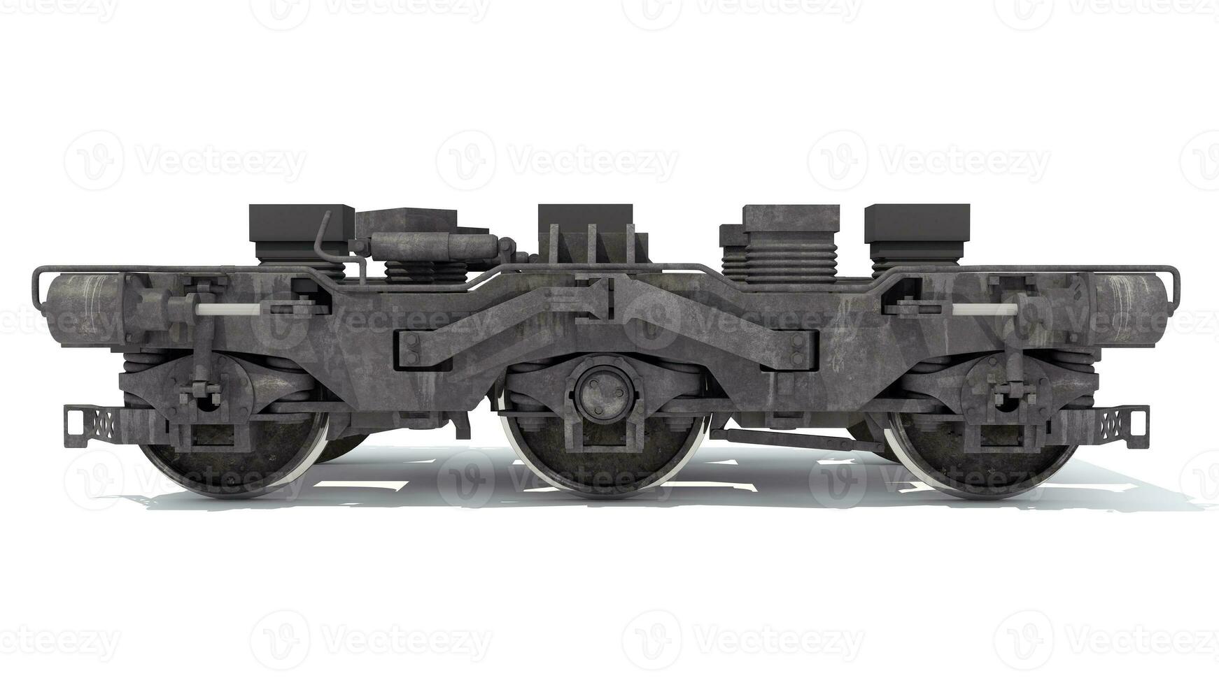 Train Wheels Bogie 3D rendering on white background photo