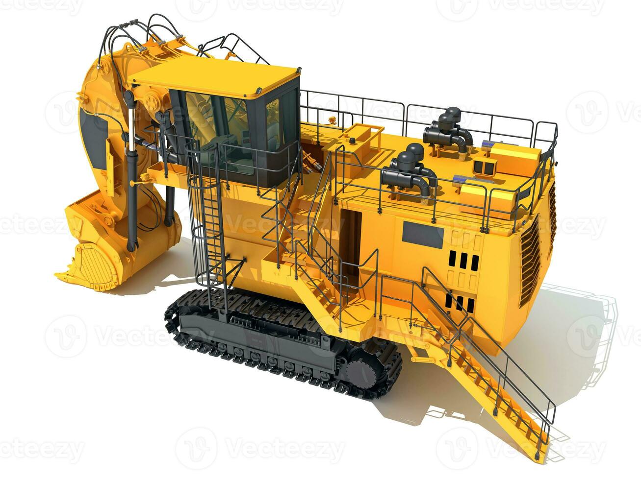 Tracked Mining Excavator Shove heavy construction machinery 3D rendering photo