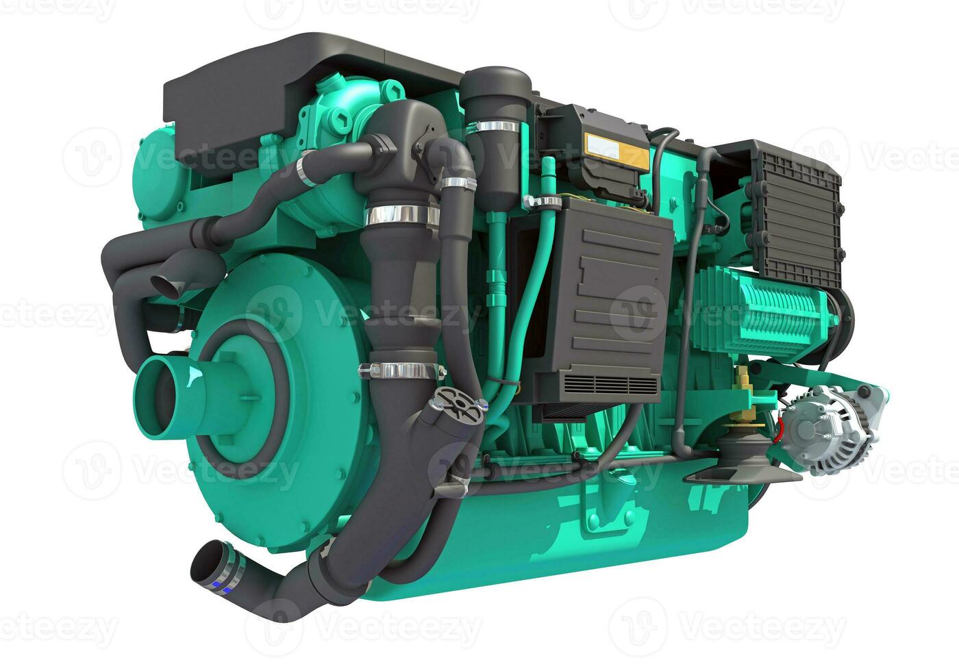 Marine Propulsion Engine for Ships, Yachts and Boats 3D rendering photo