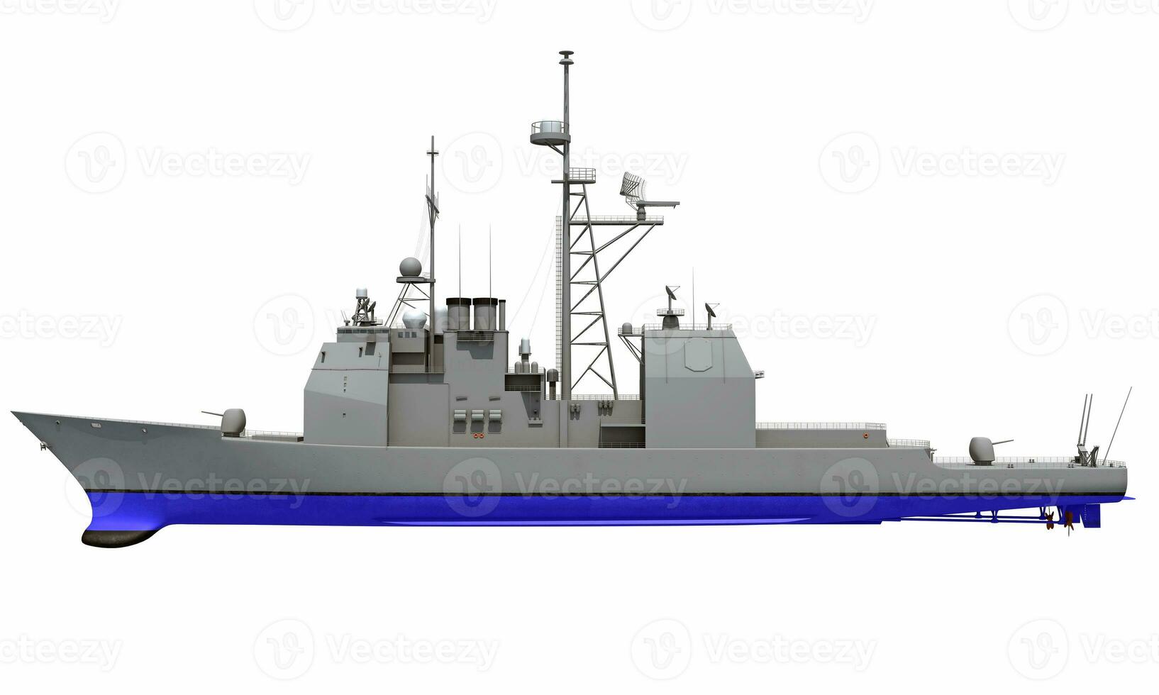 Military Vessel Missile Cruiser warship 3D rendering on white background photo