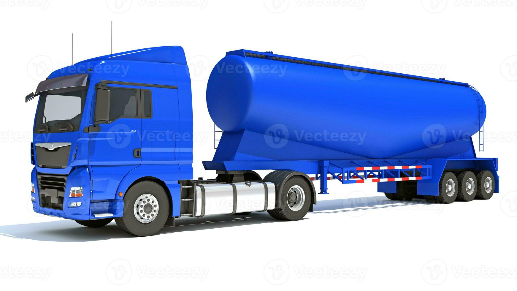 Truck with Tank Trailer 3D rendering on white background photo