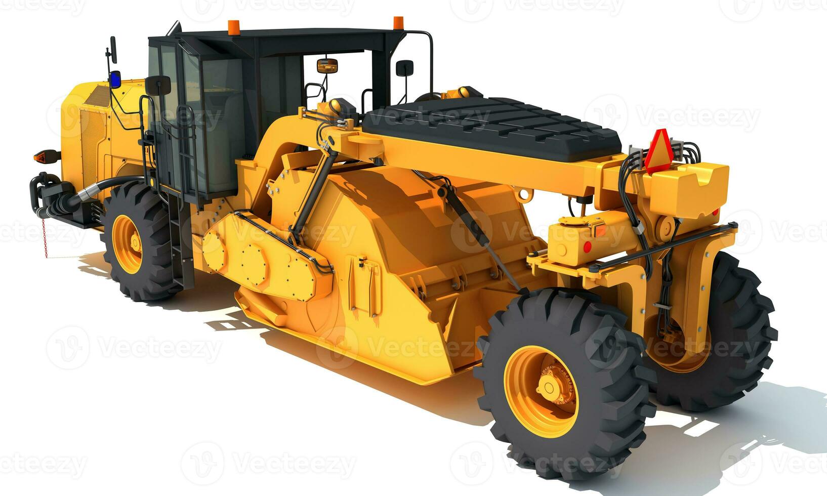 Road Reclaimer heavy construction machinery 3D rendering on white background photo