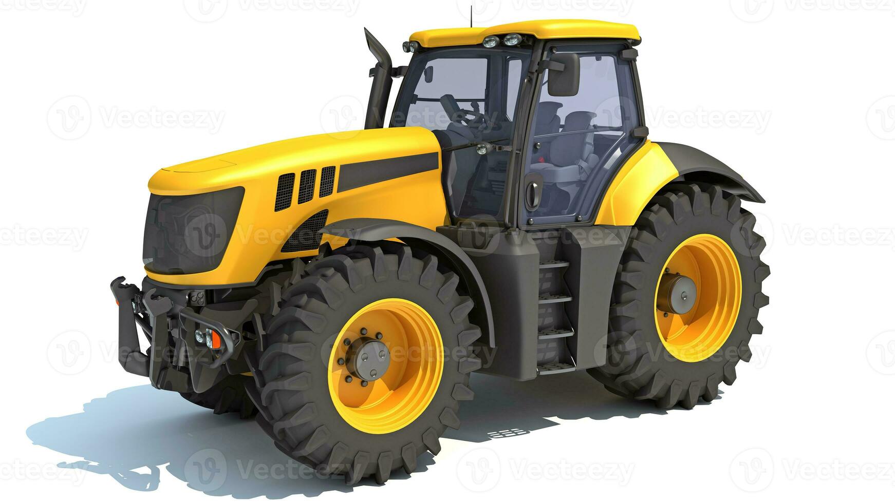 Farm Tractor 3D rendering on white background photo