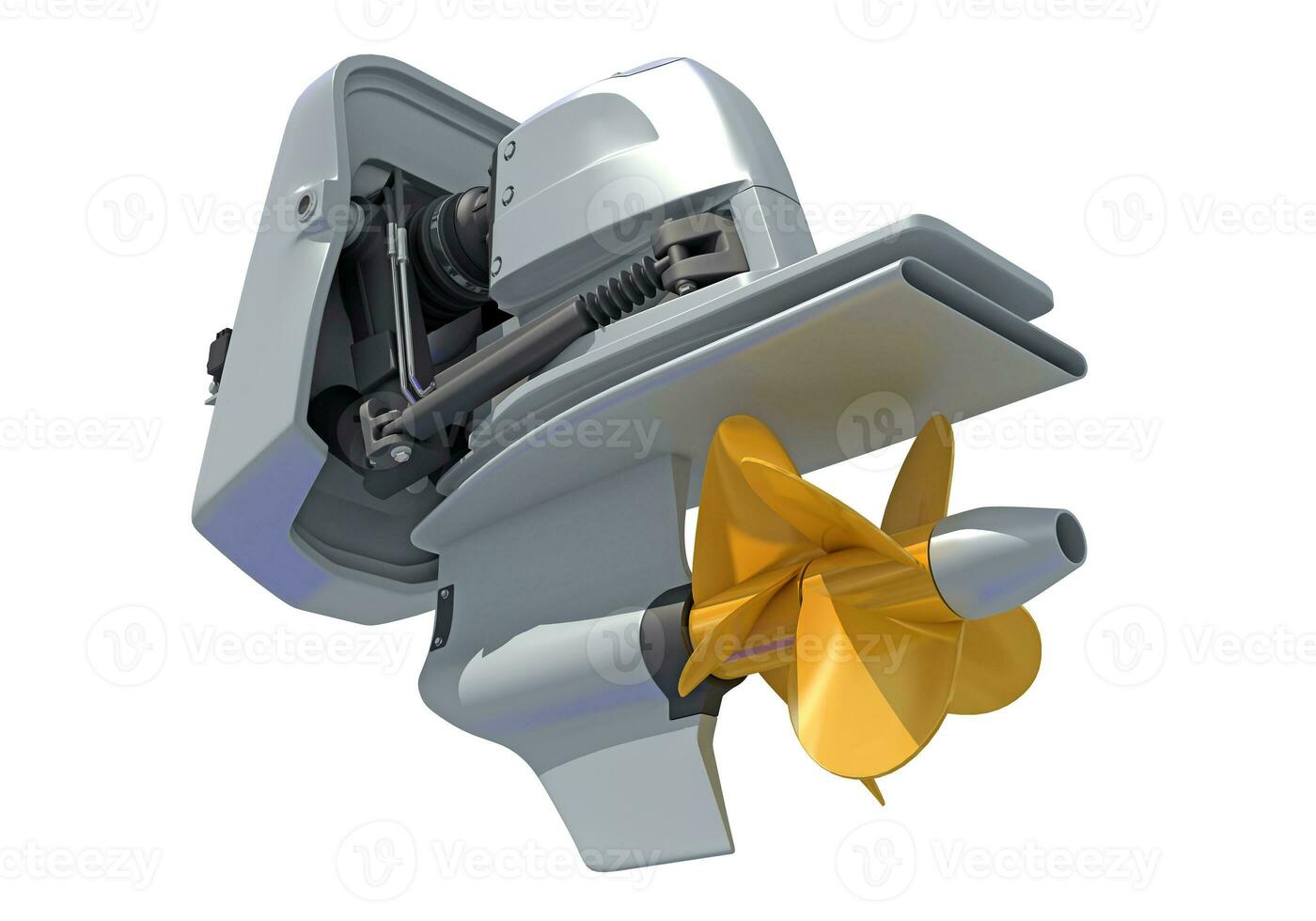 Boat Engine 3D rendering on white background photo
