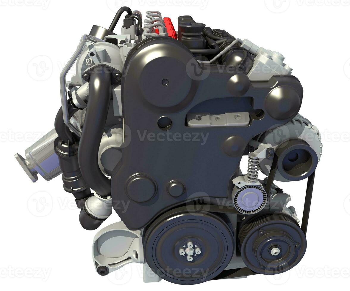 Car Engine 3D rendering on white background photo