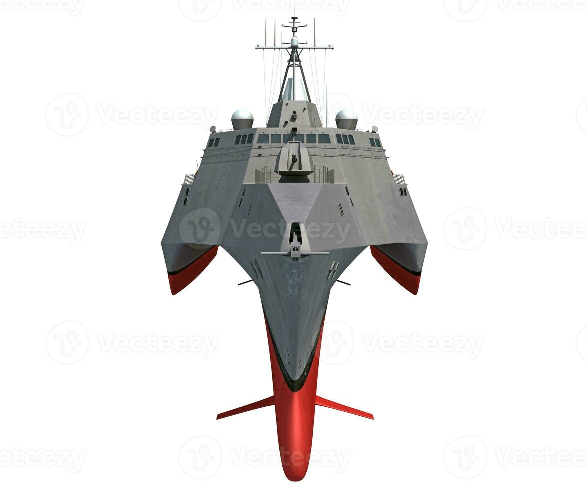 Combat military warship 3D rendering on white background photo