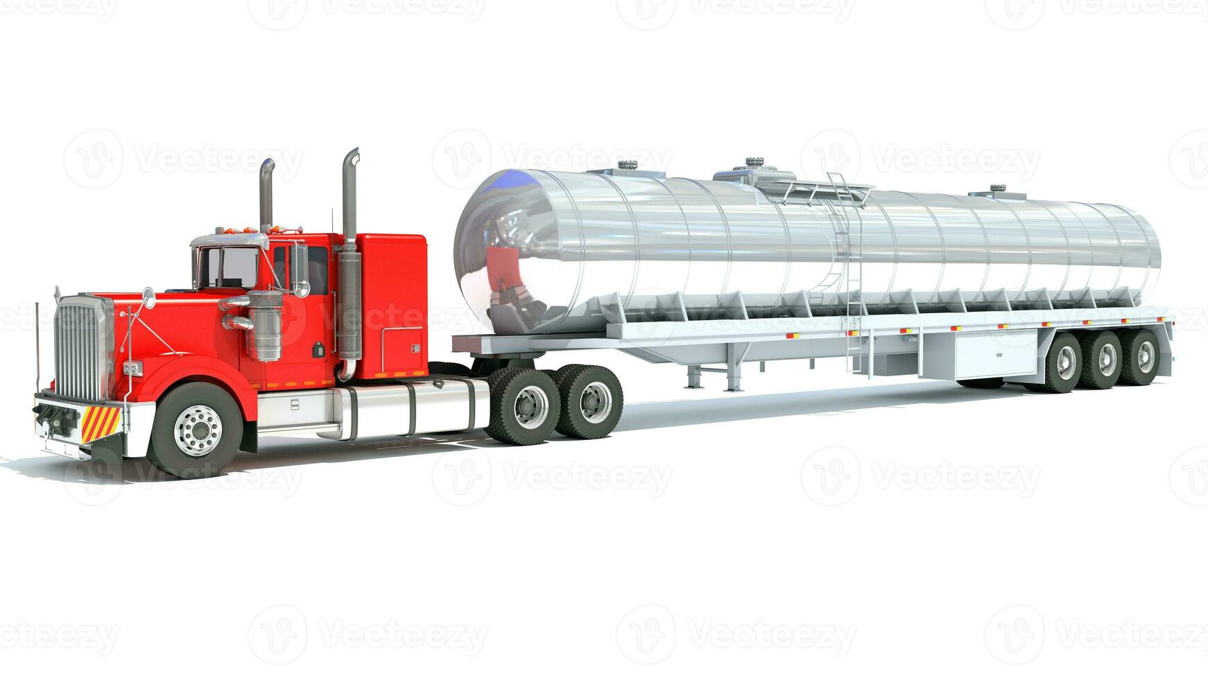 Truck with Tank Trailer 3D rendering on white background photo