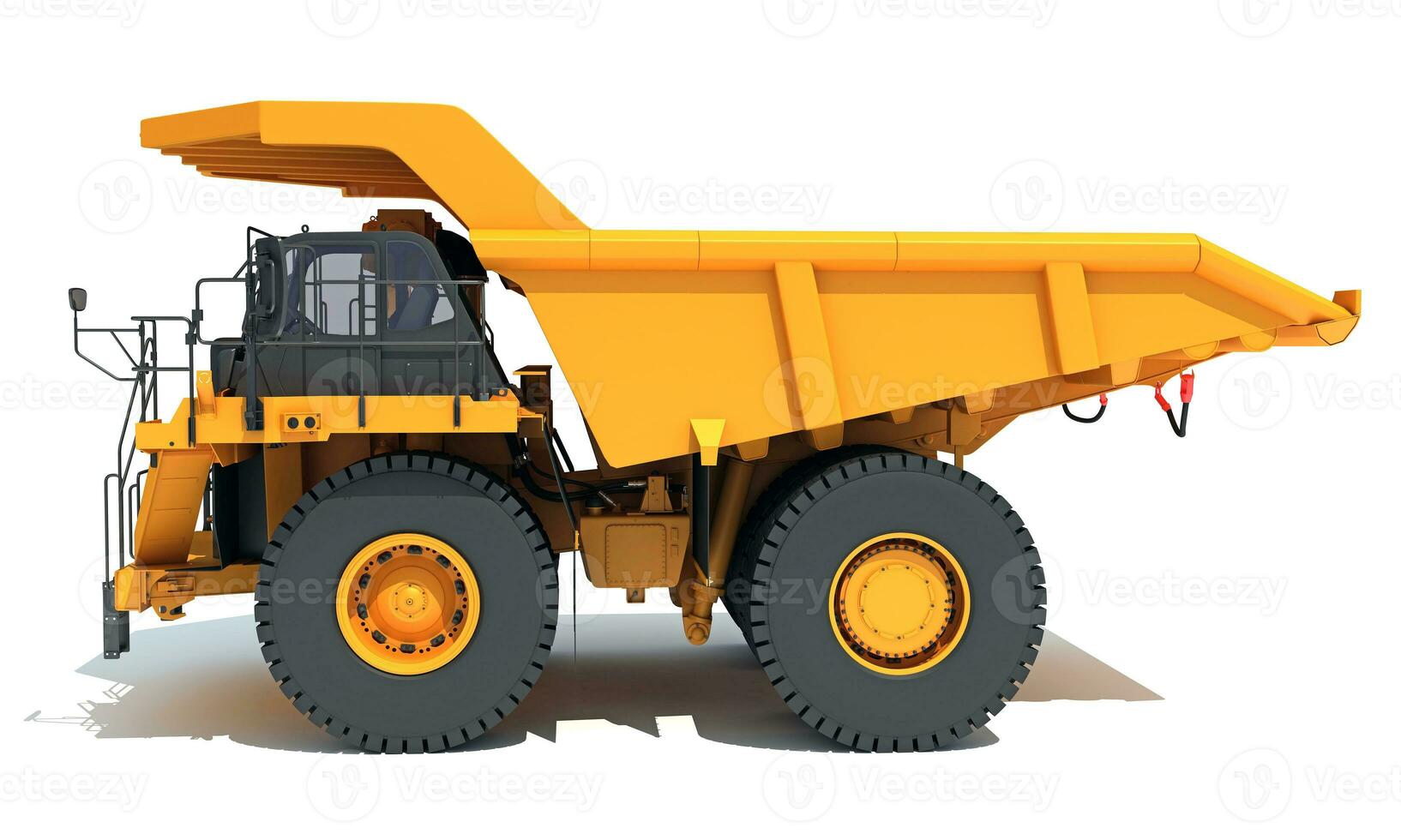 Dump Truck 3D rendering heavy construction machinery on white background photo