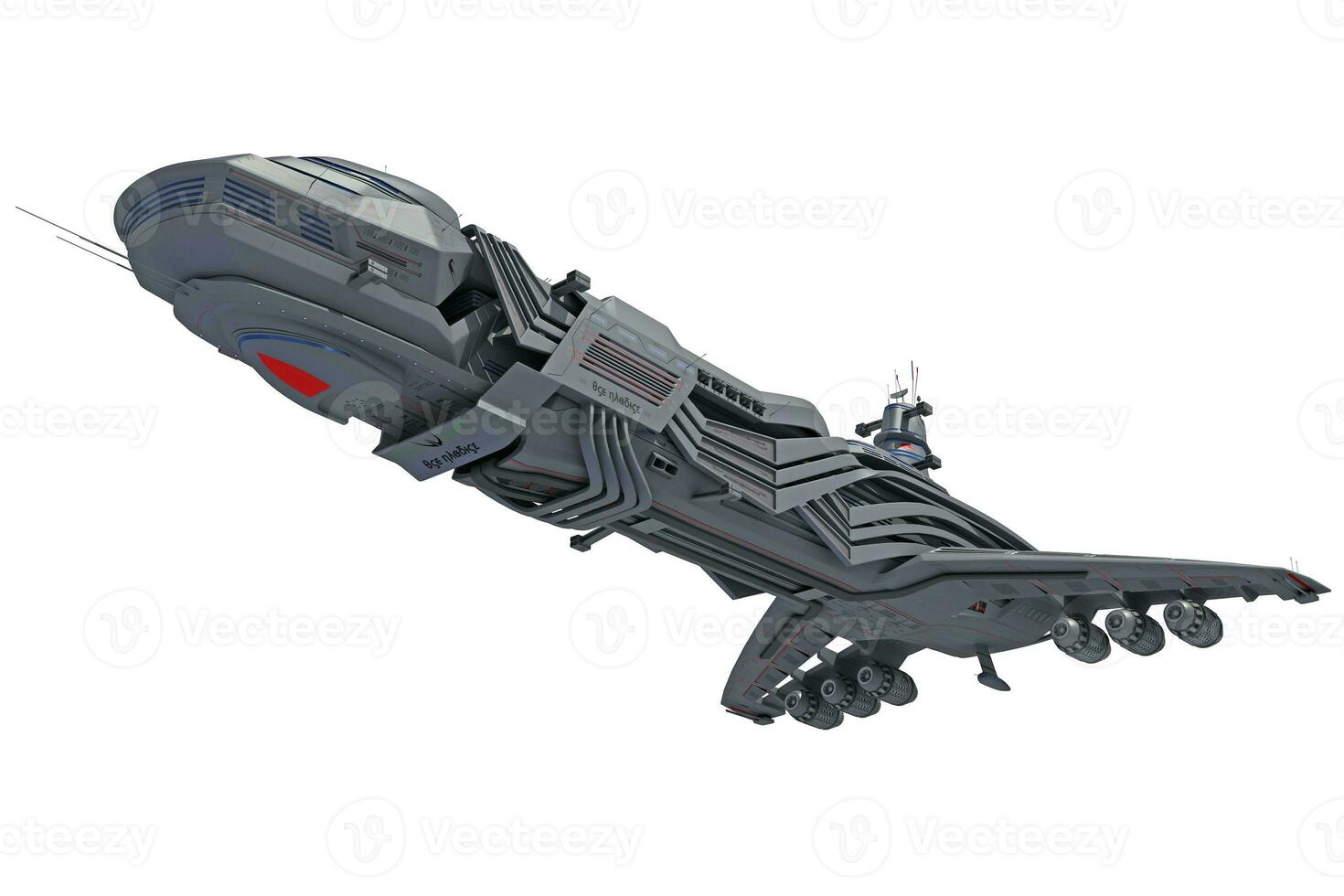 Spaceship 3D rendering on white background photo