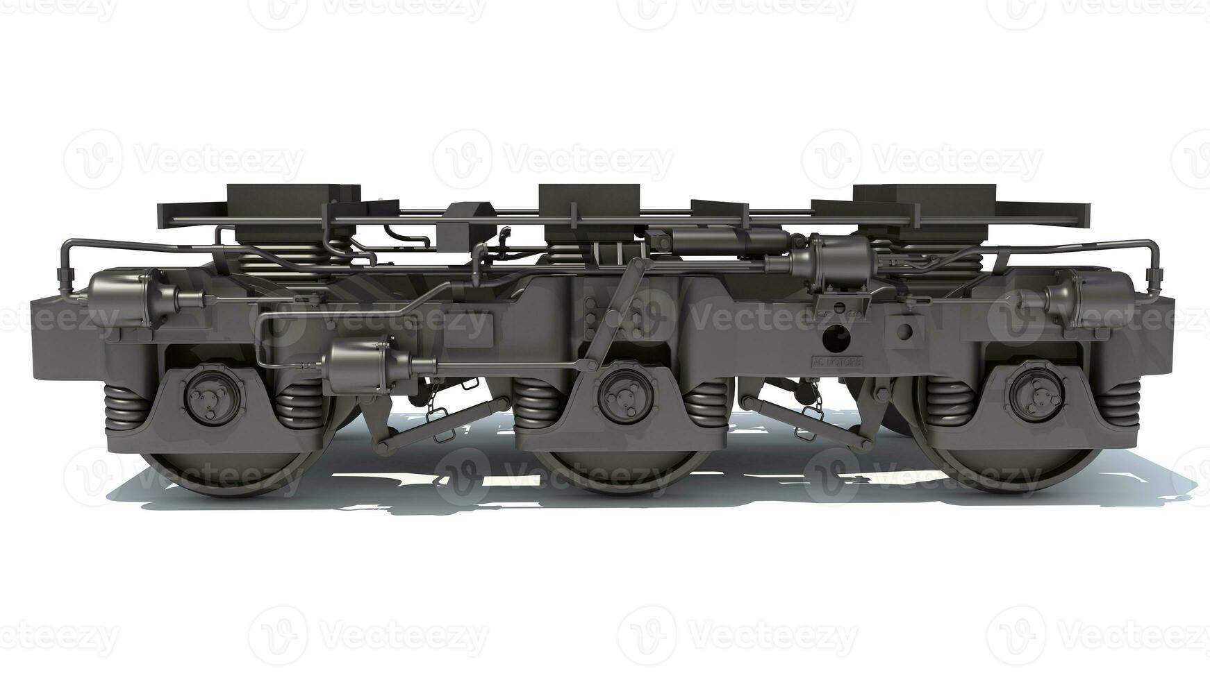 Train Locomotive Trucks Wheels 3D rendering on white background photo