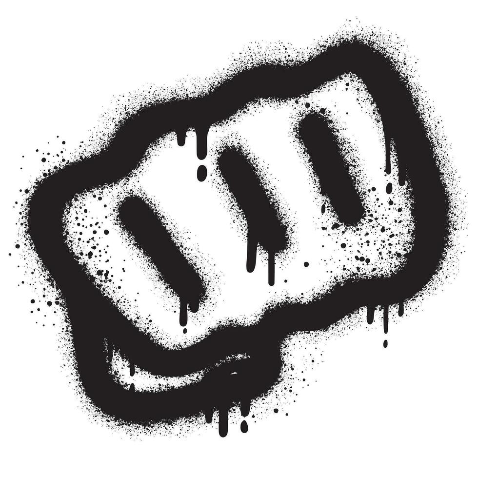 Spray Painted Graffiti fist hand icon Sprayed. graffiti fist power symbol with over spray in black over white. vector