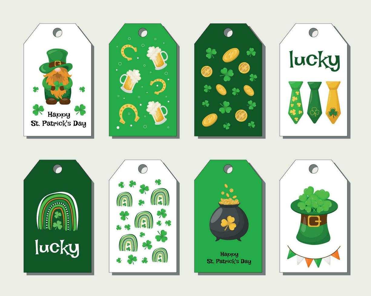 St. Patrick's Day gift tags. Set of St. Patrick's Day holiday labels. Holiday badge design.Vector illustration. vector