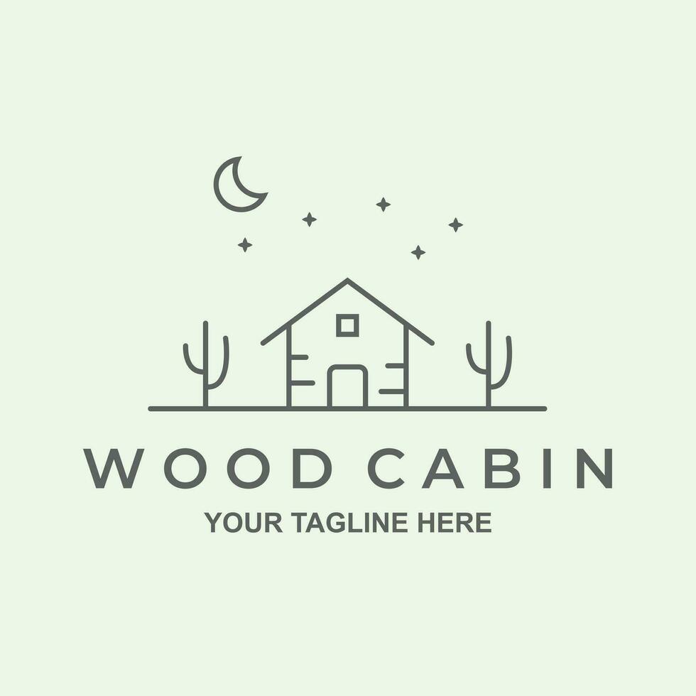 al aire libre bosque cabina minimalista ilustración logo creativo diseño línea Arte vector
