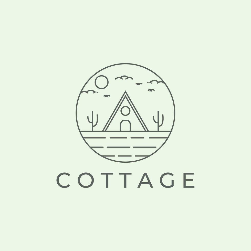 cottage line art minimalist illustration logo design vector