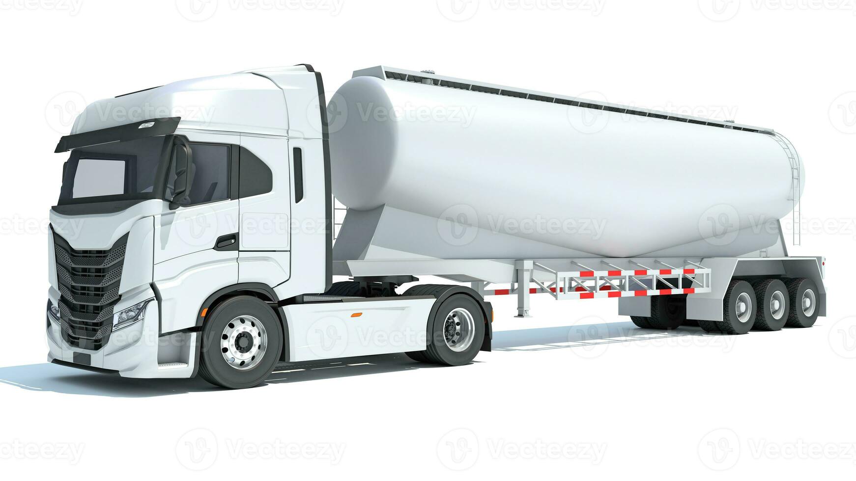 Semi Truck with Tank Trailer 3D rendering on white background photo