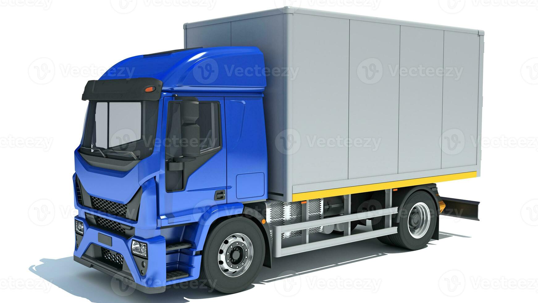 Transporter Box Truck 3D Rendering on White Background photo