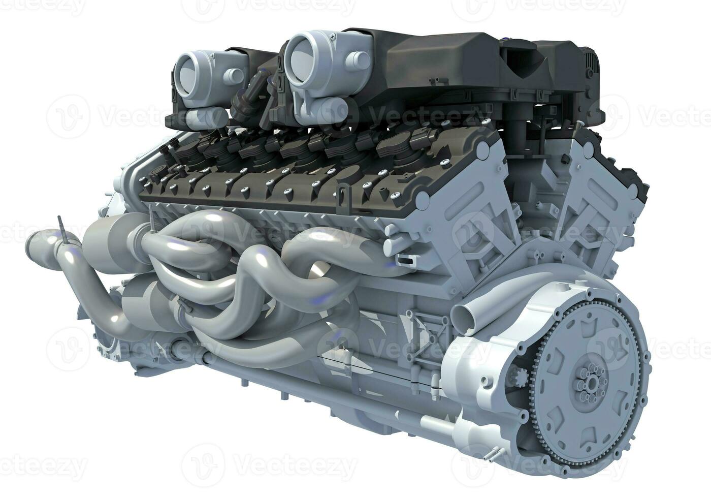 V12 Car Engine 3D rendering on white background photo