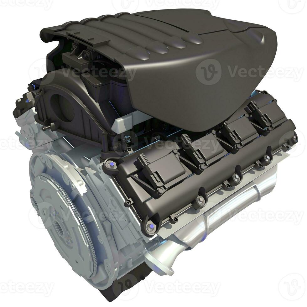 V8 Car Engine 3D rendering on white background photo