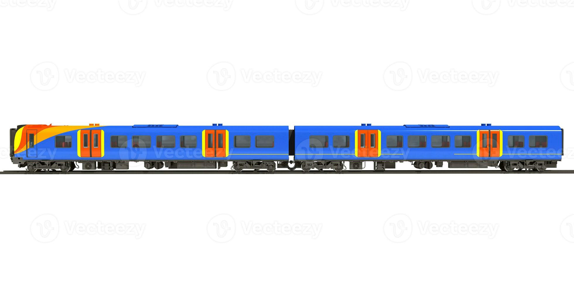 Passenger Train 3D rendering on white background photo