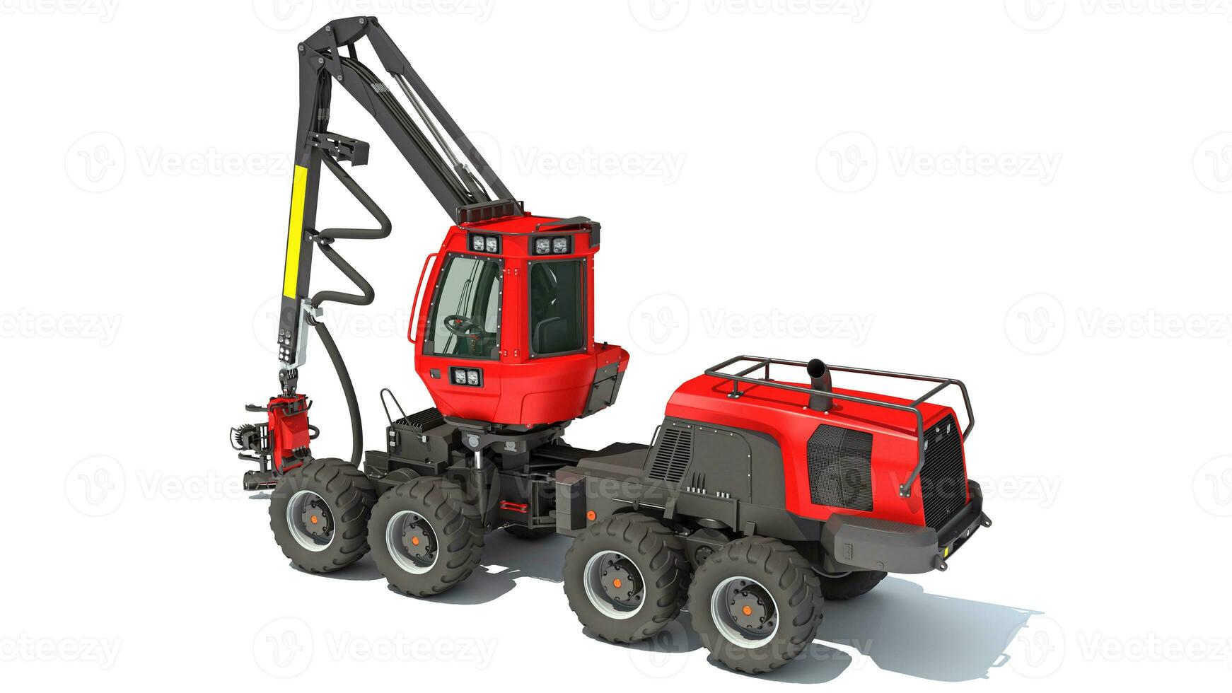 Forestry Wheeled Harvester forest machinery 3D rendering on white background photo