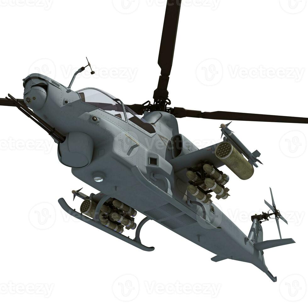 Military Helicopter 3D rendering on white background photo