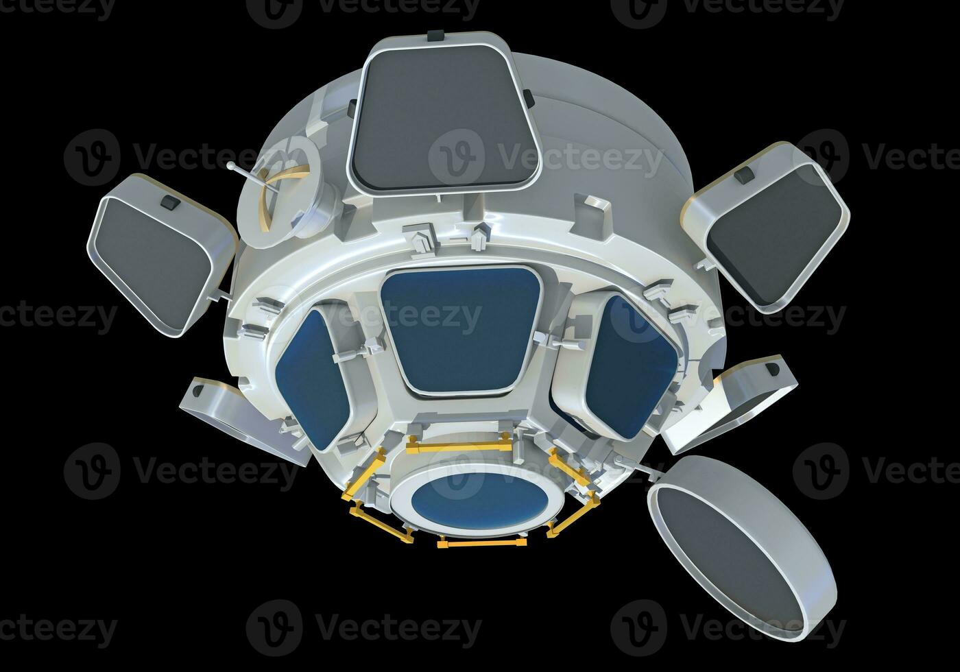 Service Module of ISS International Space Station 3D rendering on black background photo