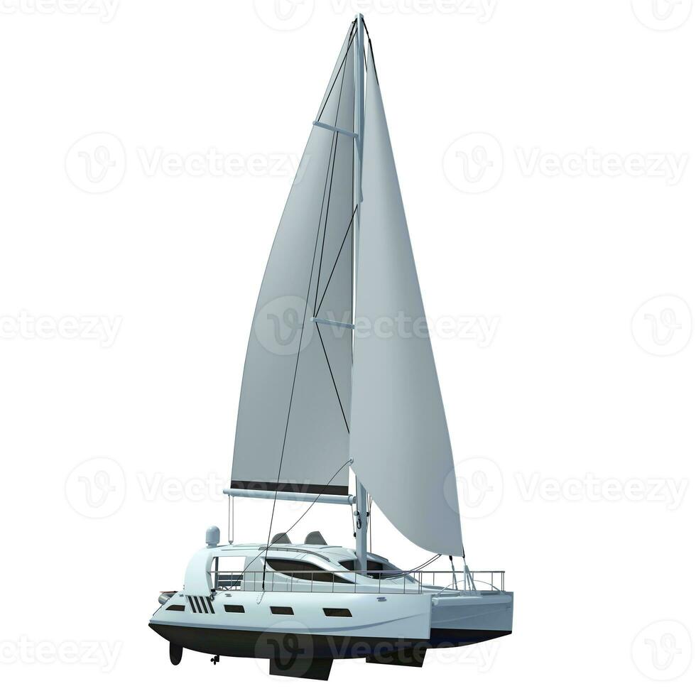 3D rendering of Sailing Yacht on white background photo