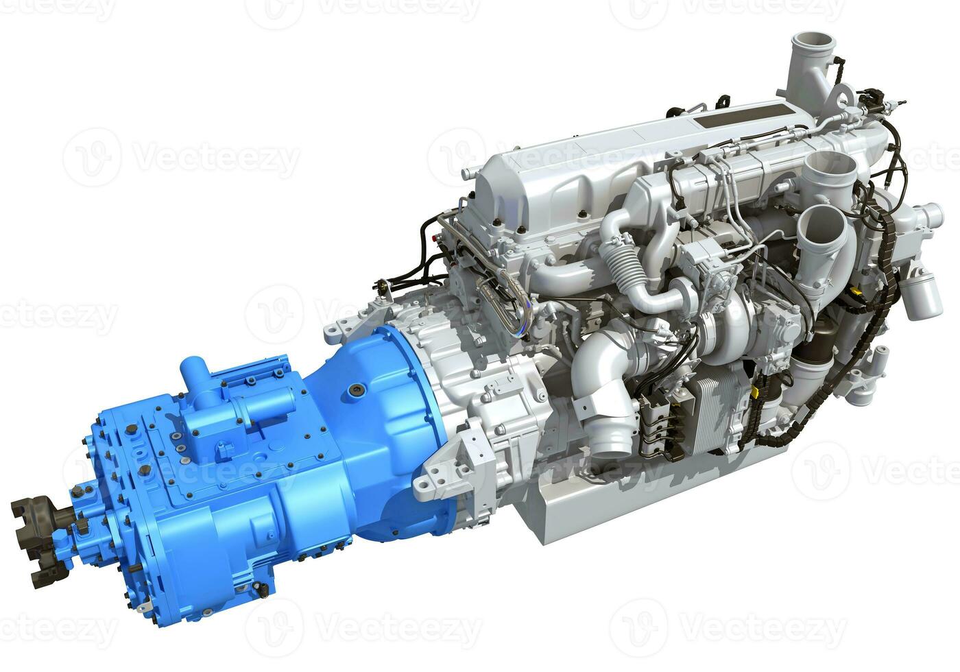 Truck Engine 3D rendering on white background photo