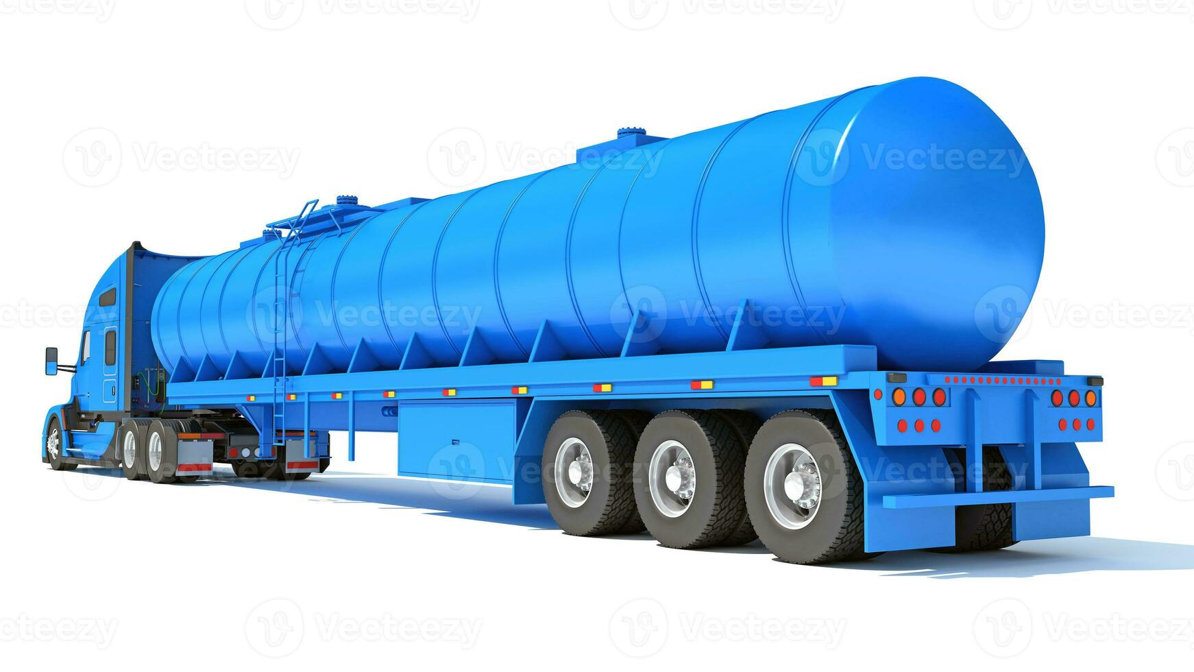 Truck with Tank Trailer 3D rendering on white background photo