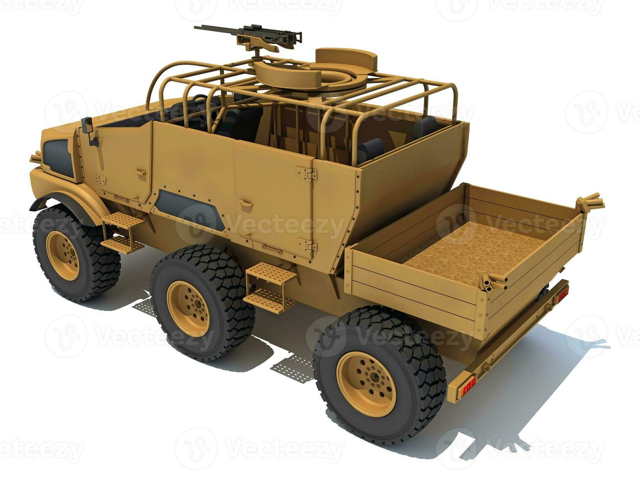 Military Vehicle 3D rendering on white background photo