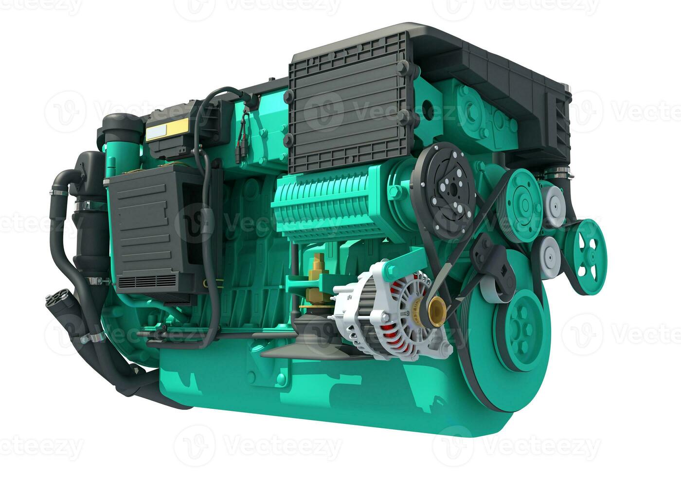 Marine Propulsion Engine for Ships, Yachts and Boats 3D rendering photo