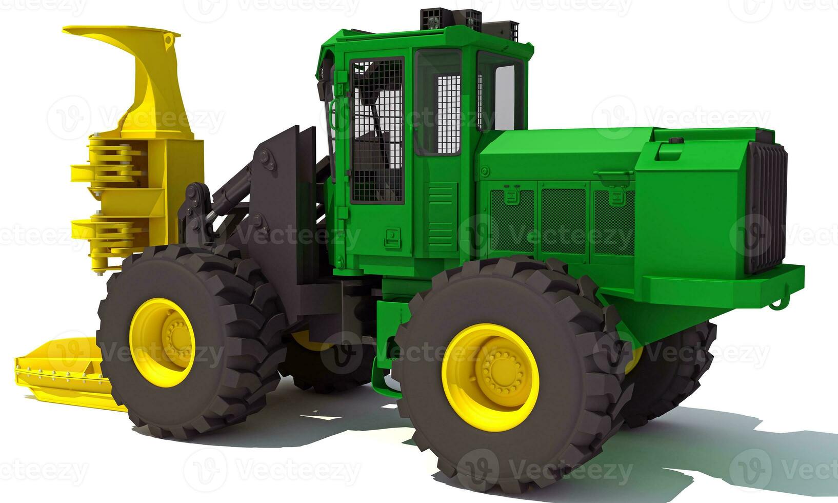 Wheeled Feller Buncher 3D rendering on white background photo