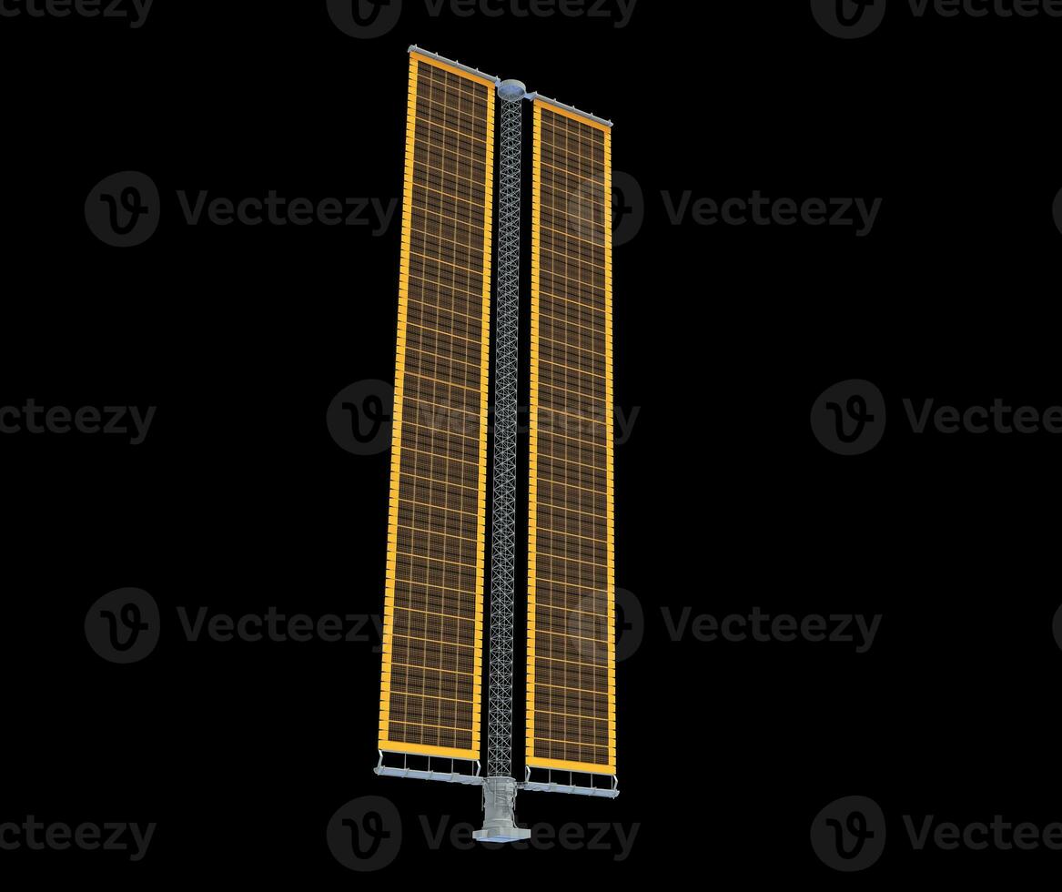 Solar Array Panel 3D rendering on black background photo