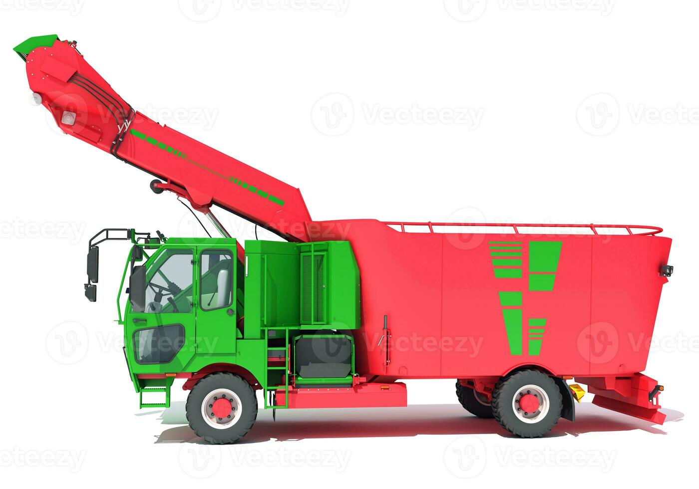 Fodder Mixing Wagon Truck 3D rendering on white background photo