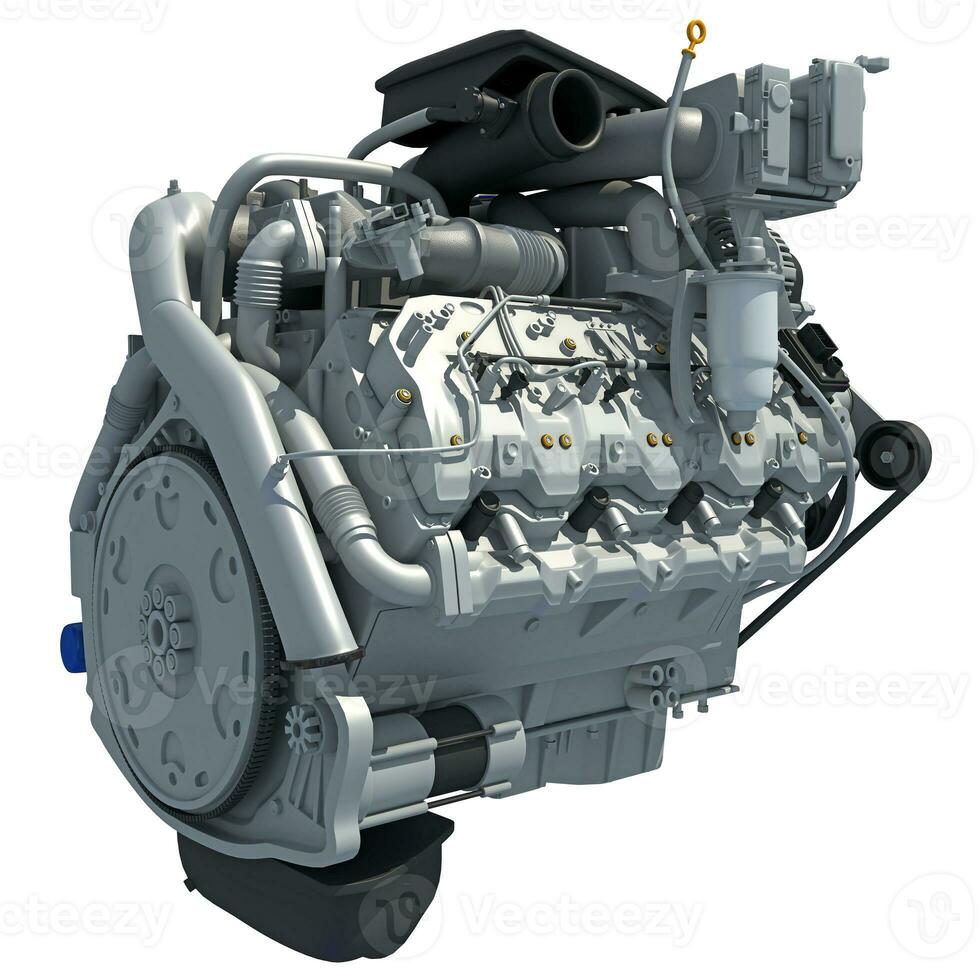V8 Car Engine 3D rendering on white background photo