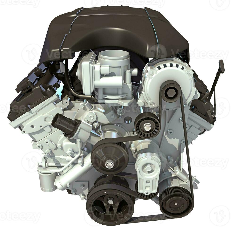 V8 Car Engine 3D rendering on white background photo