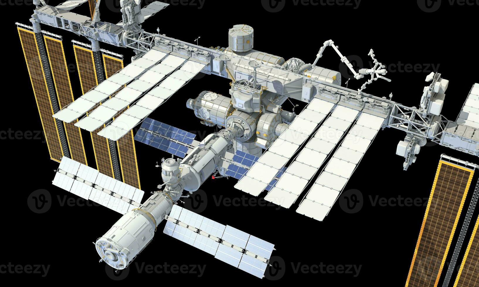 International Space Station ISS 3D rendering on black background photo