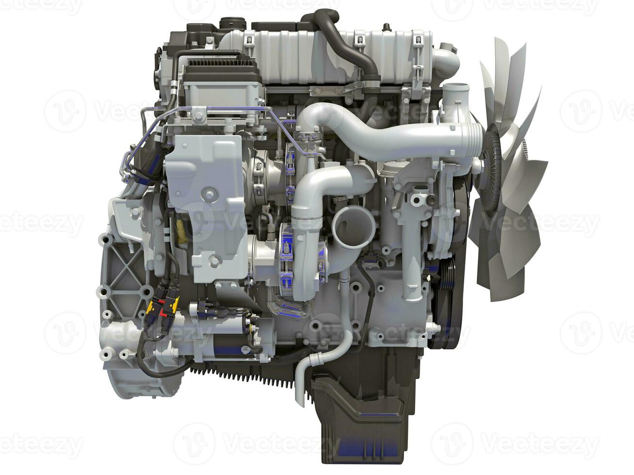 Car Engine 3D rendering on white background photo