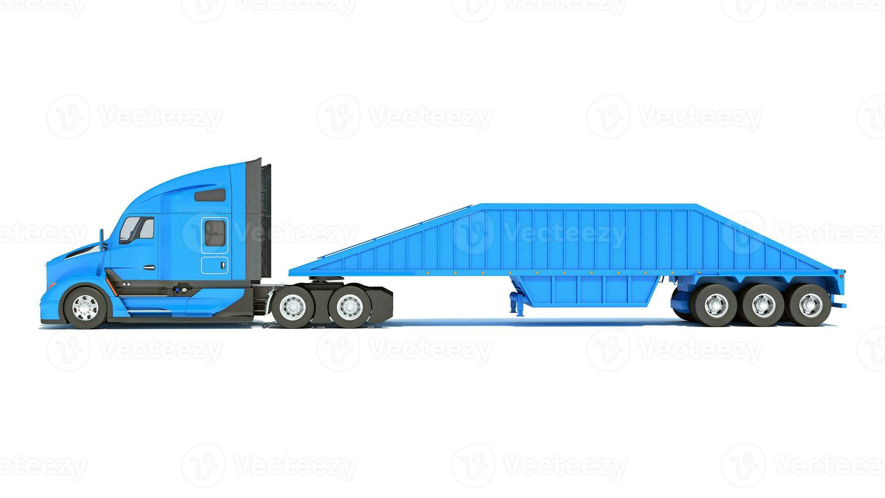 Truck with Bottom Dump Trailer 3D rendering photo