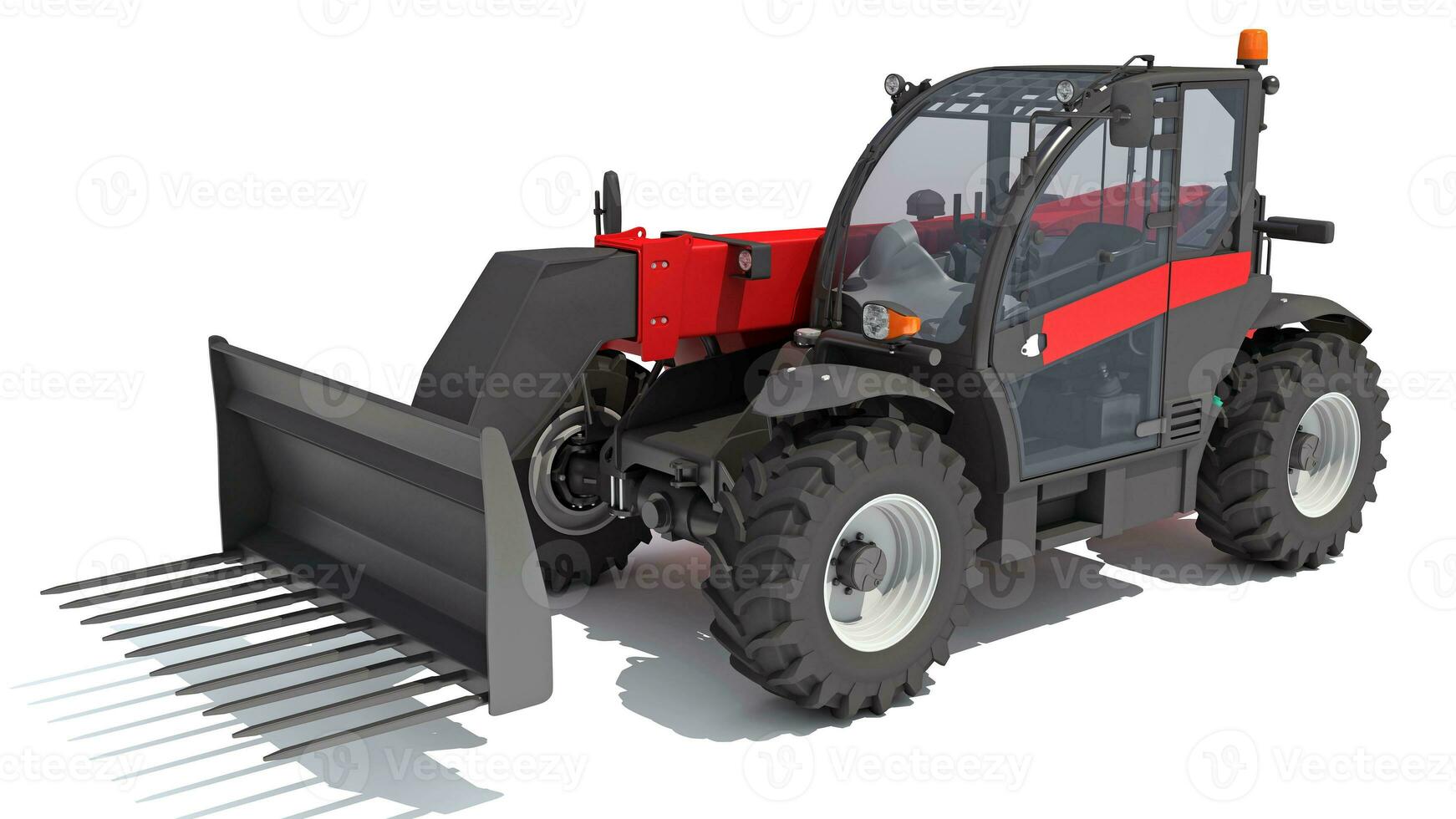 Telehandler heavy construction machinery 3D rendering on white background photo