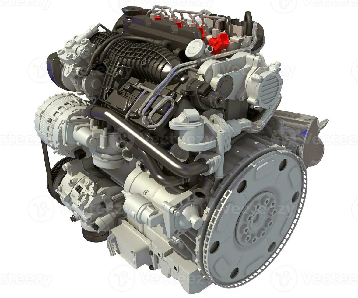 Car Engine 3D rendering on white background photo