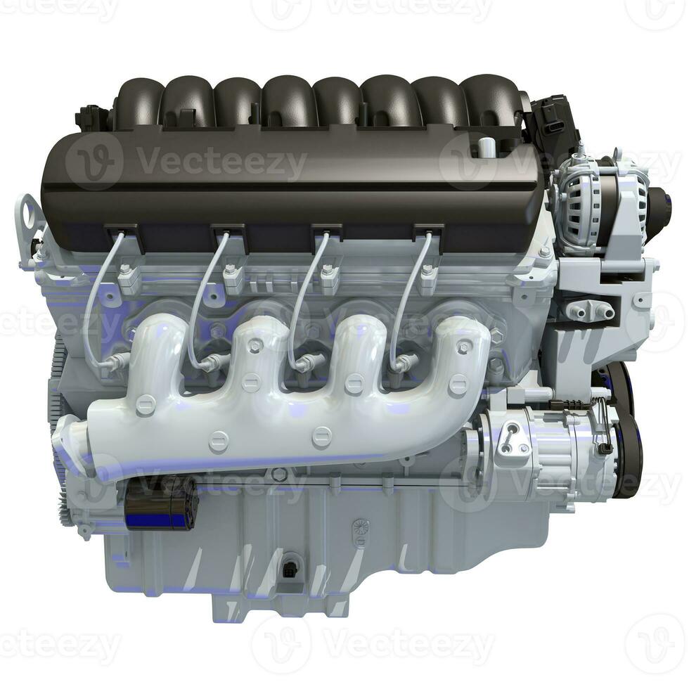 V8 Turbo Car Engine 3D rendering on white background photo