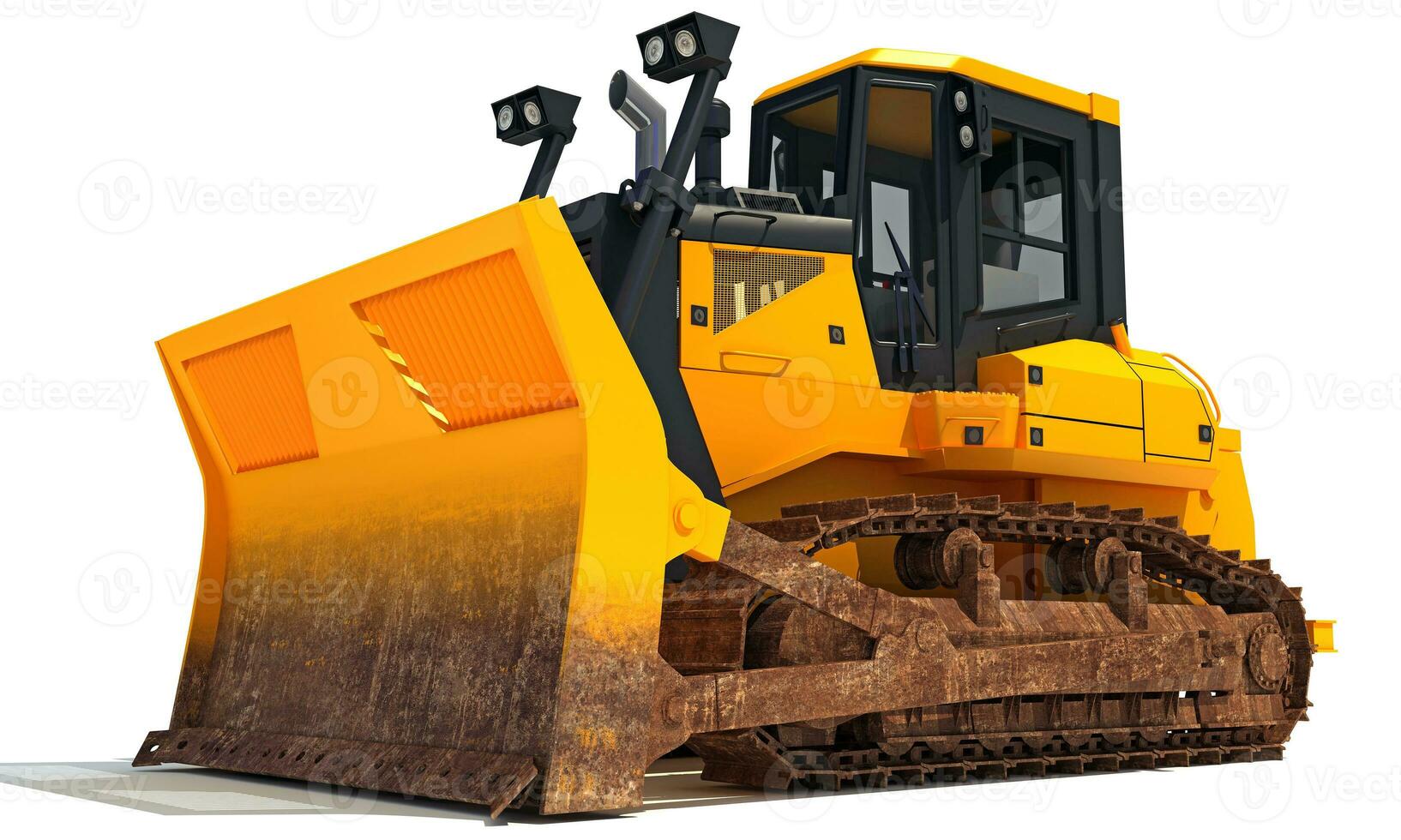 Dozer heavy construction machinery 3D rendering on white background photo