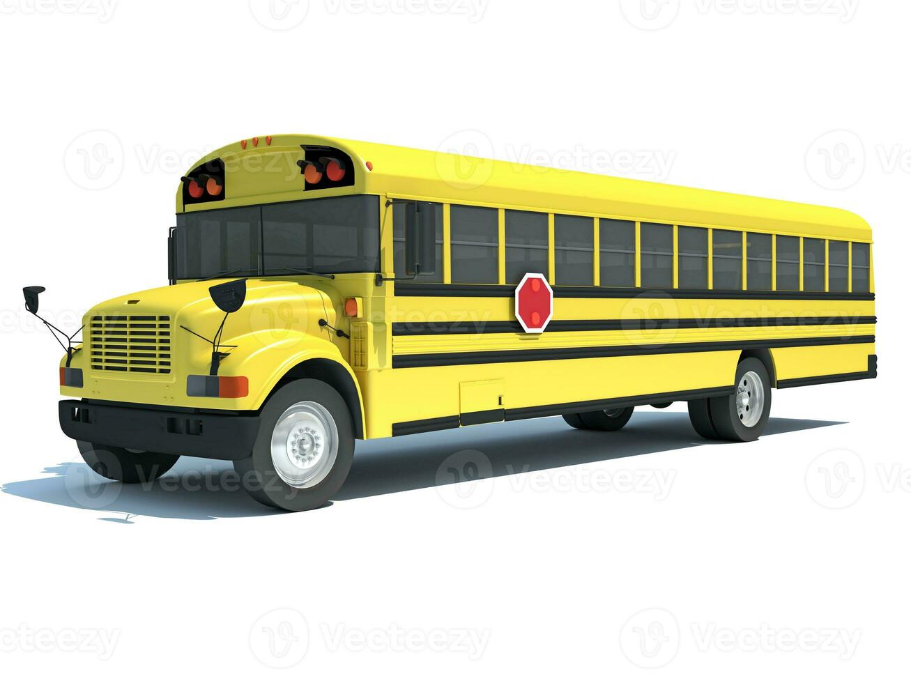 School Bus 3D rendering on white background photo