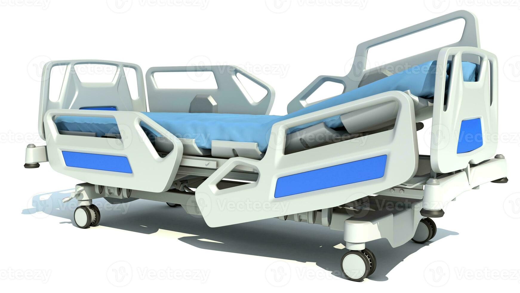 Hospital Medical Bed 3D rendering on white background photo